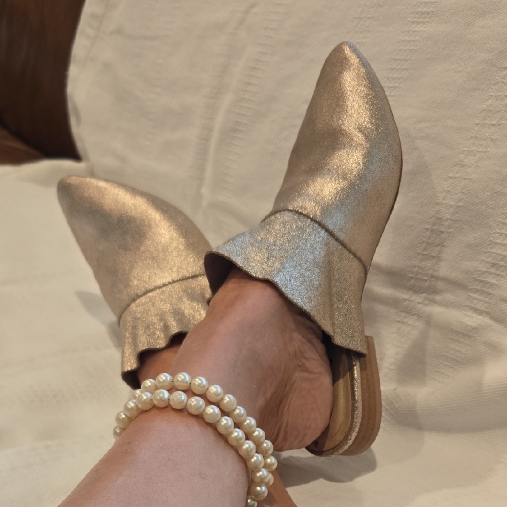 Free People Shimmering Gold Mules